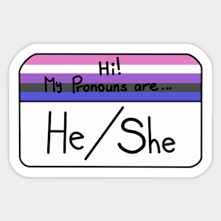 Hi my pronouns are - he she - genderfluid pride Sticker